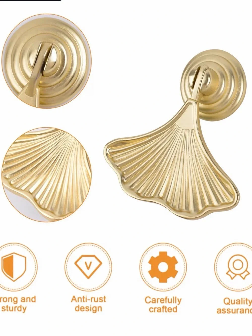 Amazon Gold Ginkgo Leaf Cabinet Pulls - Set of 2
